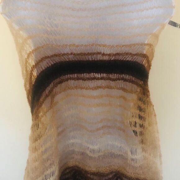 Missoni Sciarpe Scarf/Shaw Brown/Beige Ruffed - Picture 2 of 5